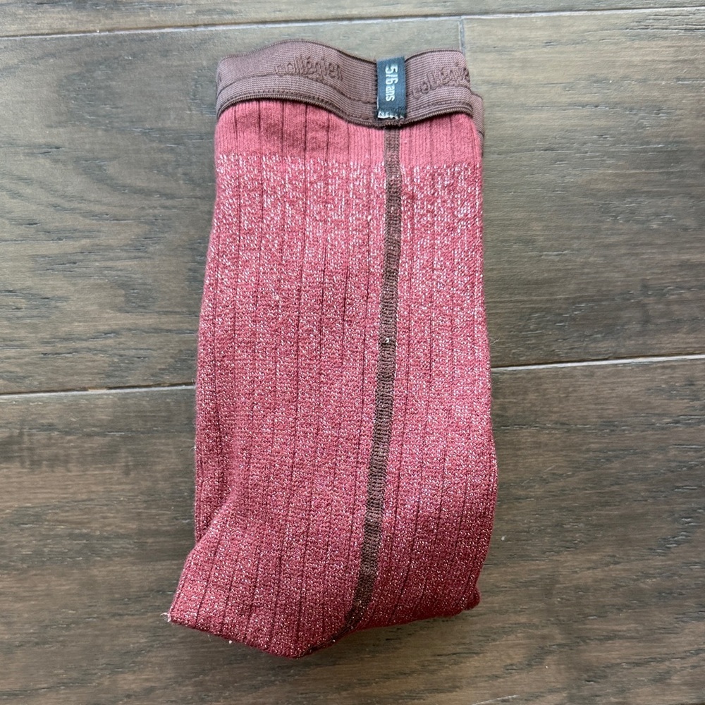 Girls Brown Copper Ribbed Tights